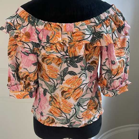 Cecilia Patterson for Anthropologie floral print off-the-shoulder blouse - Picture 4 of 10